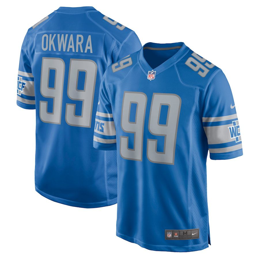 Men Detroit Lions 99 Julian Okwara Nike Blue Game Player NFL Jersey